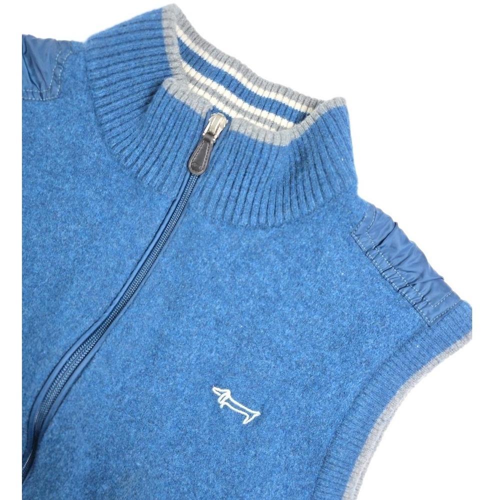 Louis Castel Mens Full Zip Sweater Vest‎ Blue Golf 105 Large LOGO